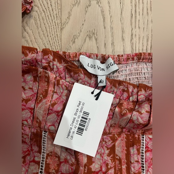 LUG VON SIGA Helena Printed Linen-blend Maxi Dress in Brick Red - Sz 10 / 42 - Picture 13 of 16